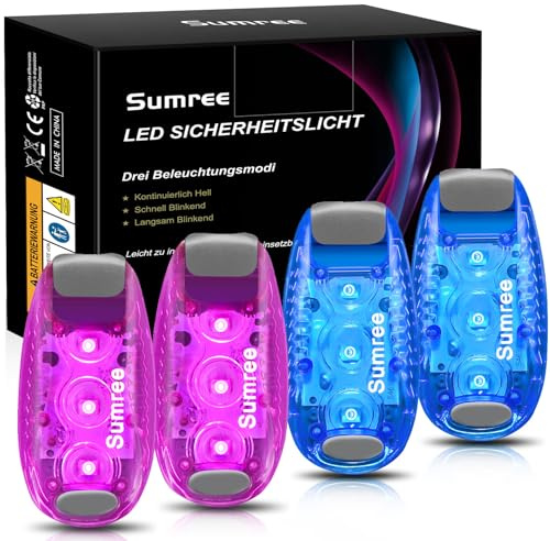Sumree LED Blinklicht Schulranzen Sicherheitslicht 2er Set, Clip Sicherheit Licht Kinderwagen Licht Lauflicht Haustier Licht für Kinder Rucksack, Hunde Leuchtanhänger, Katzen, Jogger, Kinderwagen