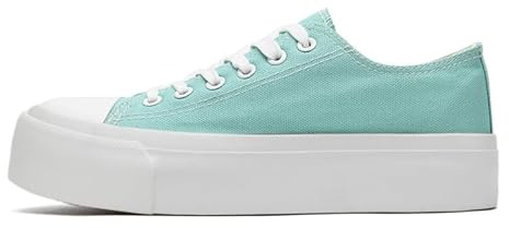 Ladies Fashion Platform Trainers Women’s Platform Low Top Lace Up Canvas Shoes Pumps Plimsolls Outdoor Tennis Walking Shoes Light Green