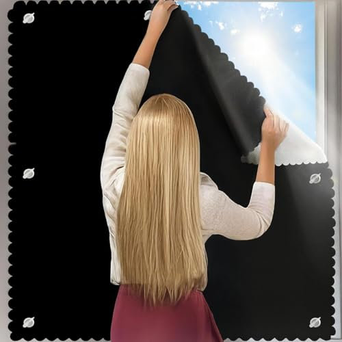 QaZanteiar Dachfenster Rollo, Schwarz B48×H98cm, Dachfenster Verdunkelungsrollo, Dachfenster Rollo Ohne Bohren mit Saugnäpfen, Verdunkelung Dachfenster Rollo für Velux-Dachfenster FK06