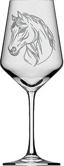eXODA Weinglas Pferd Gravur Das Glück der Erde liegt auf dem Rücken der Pferde spülmaschinenfest Lasergravur für Weinliebhaber 350 ml perfekt für Pferdefans und Weinliebhaber