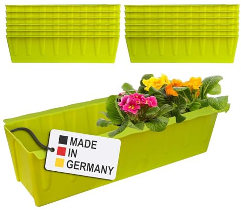 Hossi's Wholesale 12 Euro-Paletten Blumenkästen-Einsätze | 37,3cm Hellgrün | Pflanzkasten für Europalette Palette | Balkonkasten | Blumentopf | aus stabilen Kunststoff | Made in Germany