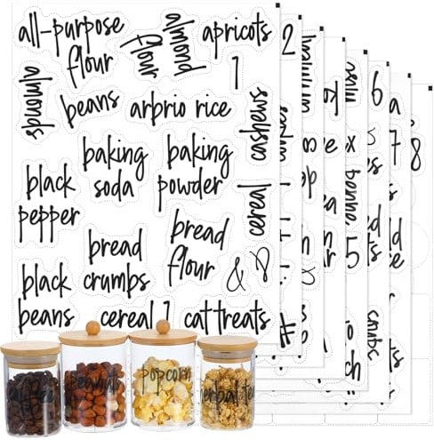 Piriuuo 168 Pcs Kitchen Labels for Containers, Food Pantry Labels Preprinted Spice Label Stickers Removable Kitchen Stickers Basket Label for Organize Storage Jars, Spice, Water and Oil Resistant