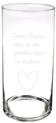 Personalisierte Glasvase mit Gravur – Vase mit Wunschtext & Symbol – runde Blumenvase 10,1 x 20 cm – Deko Vase personalisiert – Geschenkidee - Blumengefäß für Blumen