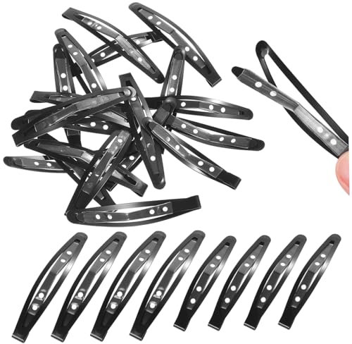 VICASKY 20 Pezzi fermagli per sottili scoppi barrette massa Clip a scatto antiscivolo Presa impugnature tuo Clip a scatto per sottili clip laterali per Metallo Nero