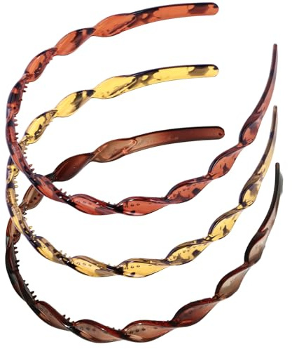 EXIPSAT 3 Stück Spiral Haarreifen Set, Damen Zickzack Haarband, Stylische Kunststoff Haarreif für Frauen