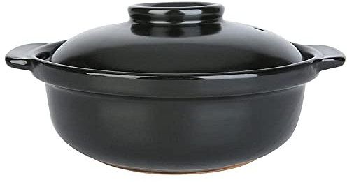 SUNMME Terrakotta-Auflauftopf, Keramik-Ton, zum Kochen, hohe Temperaturen, schwarz, leicht zu reinigen.-1,6 l 1,2 l