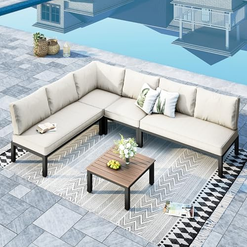 MFSTUDIO Gartenmöbel Set, Lounge Möbel Outdoor, Terassenmöbel mit Abnehmbarem Kissen, Outdoor Sitzgruppe Set mit Einzelner Stuhl, Doppelstuhl, Tisch, frei kombinierbar(ohne Beistelltisch)