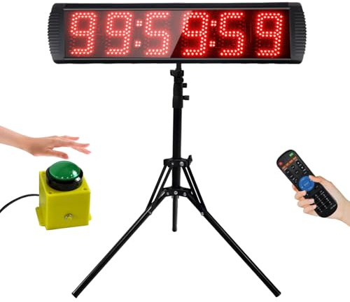 YZ Countdown Timer für Wettbewerbe, 5 Zoll Gym Timer mit Stativ, Stoppuhr Sport mit Fernbedienung, 6 Stelliges Digitales Led Display Digital Uhr, Stoppuhr Digital für Home Gym Garage