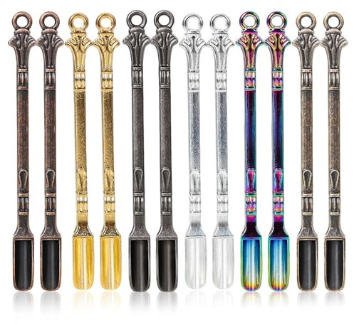 Mini Spoons - TRACOMPAN 12Pcs Mini Shovel Snuff Spoon for Spice Jars, Medicine Scoop, Glitter Mica Powder Spoon Tiny Tasting Spoon