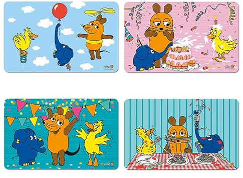 Logoshirt® Die Sendung mit der Maus Freunde Frühstücksbrettchen 4er Set | 4er Set, Spülmaschinenfest, Hitzebeständig, Maße: 23 x 14 cm, Lizenziertes Originaldesign