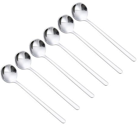 Teaspoons Set of 6, Stainless Steel Tea Spoon for Coffee & Dessert, Dishwasher Safe, Small Spoon Set for Home Kitchen & Restaurant (13.2 cm / 5.19 in)