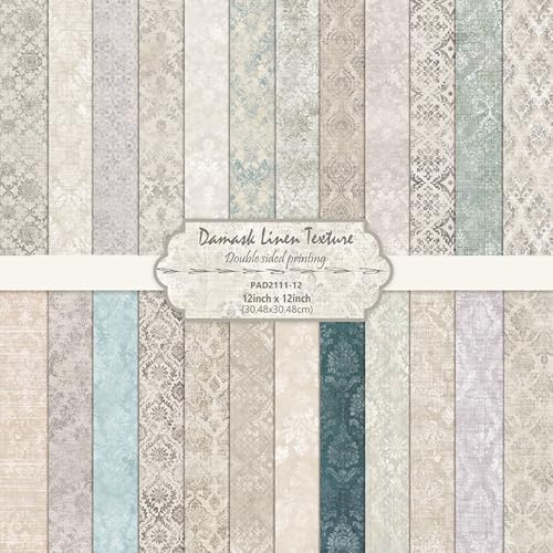 MerwDeeyt Scrapbook Papier Doppelseitiges Muster Bastelpapier (E) | 30,5 x 30,5 cm Vintage Motivpapier 24 Blat Boho Dekorpapier für Journal Scrapbooking Fotoalbum Dekoration