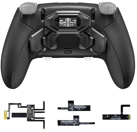 eXtremeRate BEYOND Remap Kit per ps5 Edge Controller, Display OLED, Cover Grip Ergonomici, 4 Palette Tasti Posteriori Rimappabili, Paddle Accessori per ps5 Edge Joystick, Nero&Nero