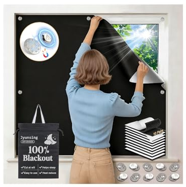 300 x 145cm Fenster Verdunkelung Magnetisch, 100% Verdunklungsstoff 420D Oxford Verdunkelungsrollo Magnetverschluss ohne Bohren Dachfenster Sonnenschutz Verdunklung Abnehmbar Innen Rollo für Urlaub