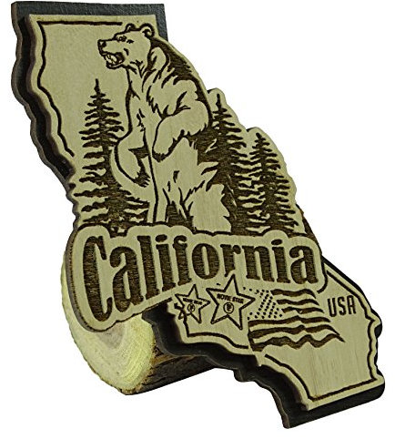Printtoo USA California State Map Wooden Magnet Souvenir Fridge Magnet Gift