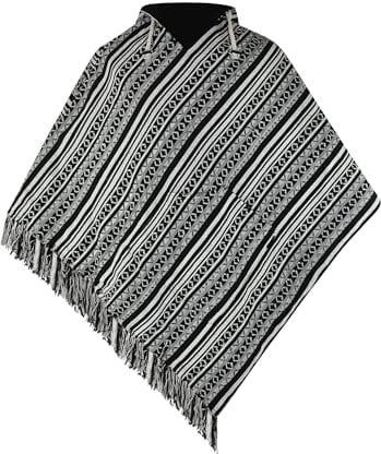 virblatt - Poncho Herren | Baumwolle | Herren Poncho Winter |zum Wenden| Mexiko Poncho Herren warm Kapuze Baja Hoodie Goa Rollstuhl Poncho - Abajo L-XL schwarz