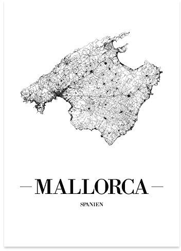 JUNIWORDS Stadtposter - Wähle Deine Stadt - Mallorca - 30 x 40 cm Poster - Schrift A - Weiß