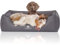 Knuffelwuff Orthopädisches Hundebett Wippo aus Velours mit Handwebcharakter XL 105 x 75cm Graublau - abnehmbarer Bezug - waschbar - für große, mittelgroße und kleine Hunde
