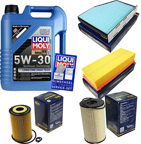 Filter Set Inspektionspaket 5 Liter Motoröl Longtime High Tech 5W-30 SCT Germany Innenraumfilter Kraftstofffilter Luftfilter Ölfilter