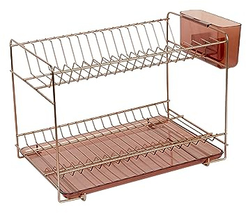 Sauvic Kleiner Edelstahl-Geschirrabtropfer mit kupferfarbener Oberfläche 38,5x25x28 cm