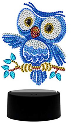 5d Diamond Painting Nachtlicht, Einhorn Diamant malerei LED Licht Nachtlichter Dekoratives für kinderzimmer (Eule)