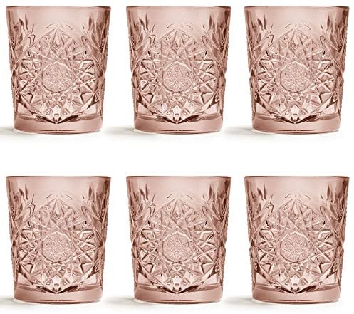 Verre Hobstar rose de Libbey - 355 ml / 35,5 cl - 6 unités - design vintage - vont au lave-vaisselle - qualité supérieure