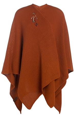 KNIT FACTORY - Jazz Poncho Cape - One Size | Elegant Gestrickter Damen Cape - Wickelschal mit Wolle - Damen Poncho - Umhang - Mantel - Hochwertige Qualität