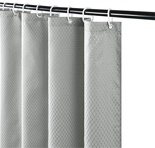 Furlinic Tenda Doccia Antimuffa Tessuto 120x200 cm Impermeabile Lavabile Piccola Tende Doccia Design Poliestere con 8 Ganci Tenda Doccia Grigio Waffle