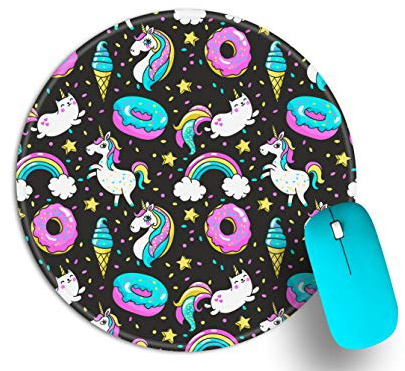 Mouse Pad with Precision Stitched Edge, Donut Unicorn Ice Cream Cat Printed Pattern Mousepads, Premium-Textured Mouse Mat, Non-Slip Rubber Base Mousepad for Computers, Laptop, Gaming, Office & Home