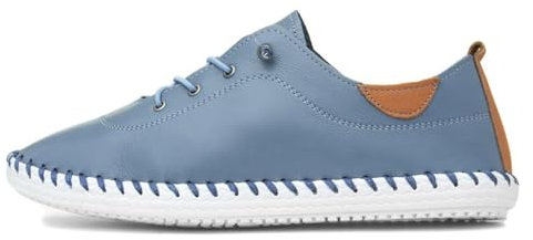 Lunar St Ives Leather Plimsoll 8 UK Mid Blue
