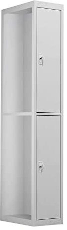 STIER Anbauelement für Garderobenspind, 2 Fächer, 1800x300x500mm, lichtgrau, erweiterbar, abschließbar