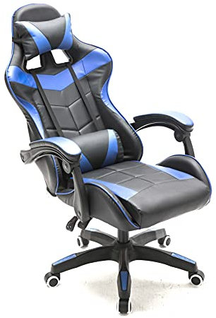 VDD Chaise Gaming Cyclone Ados - Chaise de Bureau - Chaise Gaming Racing - Bleu Noir