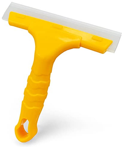 CCyanzi Silicone Blade Small Squeegee, Shower Glass Squeegee, Window Tint Squeegee, for Window, Bathroom Mirrors, Shower Door and Car Windshield, 5.5x5.5inch, Yellow