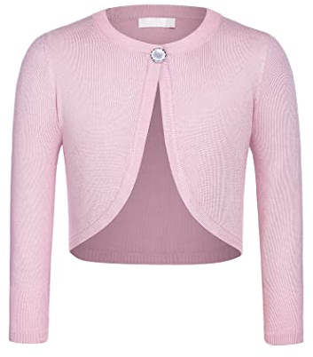 trudge Mädchen Pailletten Strickjacke Basic Bolero Kinder Glitzer Lange Ärmel Schulterjacke Bolerojäckche kurz Zum Kommunionkleid Taufkleid