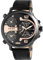 Raptor Limited Herren-Uhr Leder Armbanduhr schwarz roségoldfarbig Zeitzonen Datums-/ Wochentaganzeige 24 Std. Tachymeter