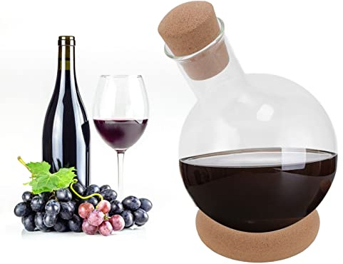 Decanter per vino rosso, decanter per vino rosso, decanter per vino rosso, in vetro borosilicato trasparente, con base per bar, regali per la casa, set di decanter per vino (2000 ml),