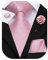 Hi-Tie Cravate et boutons de manchette carrés en soie pour homme en jacquard pour mariage d'affaires, rose b, M