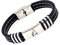 Wolf Armband, Nordischer Wikinger Fenrir Wolfskopf Macht Symbolisch Silikon Linien Armreif, Inspirierender Wölfe Schmuck für Damen Herren, 8,26 Zoll