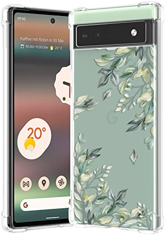 RALEAVO für Google Pixel 7 Hülle Blumen Süß Stoßfest Weich Hülle, Blatt | RALEAVO für Google Pixel 7 Handyhülle Blume Transparent Mädchen Muster, Stoßfest Schutz Hülle mit Wunderschöne Blumen