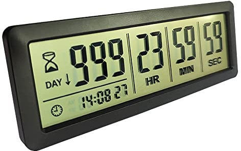 MOSTRUST Digitaler Countdown-Tage-Timer, schwarz, verbesserte große 999-Tage-Countdown-Uhr mit Ständer, starke magnetische Rückseite für Urlaub, Ruhestand, Hochzeit, Urlaub