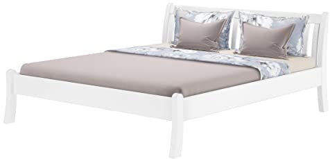 Gästebett Doppelbett Echtholzbett 180x200 hohe Sitzkante Kiefer massiv weiß V-60.61W-18, Ausstattung:ohne Zubehör