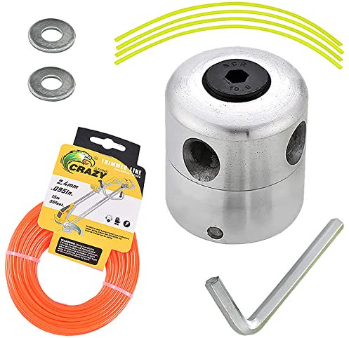 Newtic Aluminium Fadenkopf für Freischneider, Doppeldraht Trimmerkopf mit 2.4mm x 15m Nylon Trimmerschnur, Ersatz für Rasentrimmer Freischneider und Schneiddraht, Fadenkopf für Garten, Terrasse
