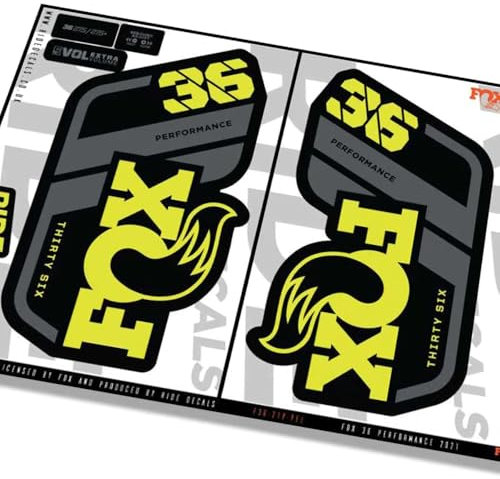 Fox 36 Performance 2021 Gabel-Aufkleber – Gelb – lizenziert von Fox Matt