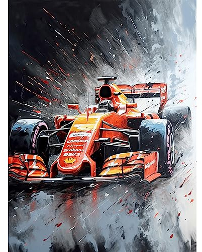 Artery8 Race Car and Driver Grand Prix Orange and Grey Extra Large XL Wall Art Poster Print