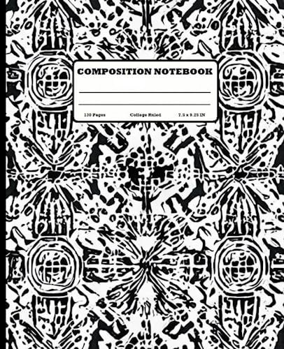 Sewn Marble Composition Book: Black/White Fine, 7.5 x 9.25 Inches | Notebook for Kids | 130 - Pages lined | stargazer | Back to School | birthday gifts | Birthday journal | Wide Ruled