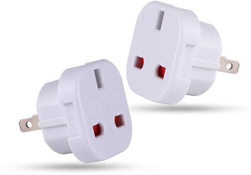 Pack of 2 UK to US Plug Adaptor Type G to Type A and B from UK to USA, Canada, Australia, Jamaica, Barbados, Mexico, Thailand, China, Japan and more 3 pin to 2 Pin American Travel Adapter Plugs