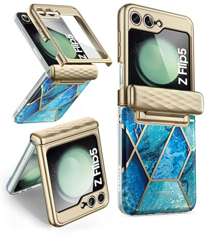 i-Blason Cosmo für Samsung Galaxy Z Flip 5 Hülle mit Scharnierschutz (2023), Schlank Handyhülle Stylische Schutzhülle Bumper Case mit integriertem Displayschutz (Ocean)