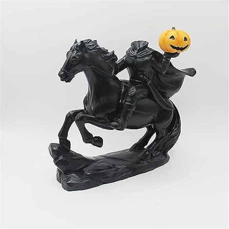 Sleepy Hollow Kopfloser Reiter Statue Dekor Horror Kopfloser Reiter Halloween Dekor Skulptur Handgefertigte Harzornamente Figuren for Zuhause Innen Büro Desktop Dekorationen(Black 03)