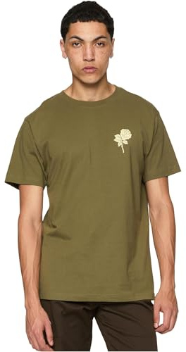 Mister Tee Herren T-Shirt Wasted Youth Tee, T-Shirt mit Front- und Rückenprint für Männer, Streetwear, Olive, XS