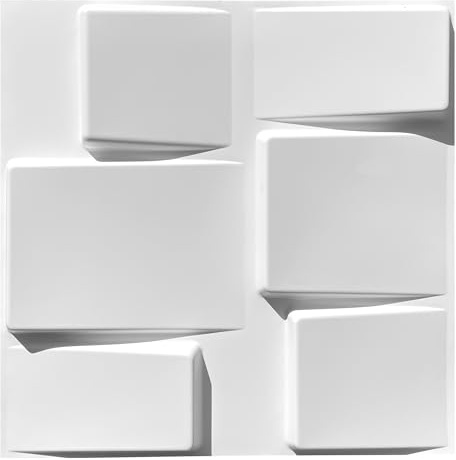 3D Paneele PVC Kunststoffpaneele Wandpaneele Gaming Zimmer Wand Decke 3D Optik Tetris (40) PVC 3D Platten, D98 Weiß